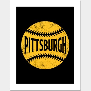 Pittsburgh Retro Baseball - Black Posters and Art